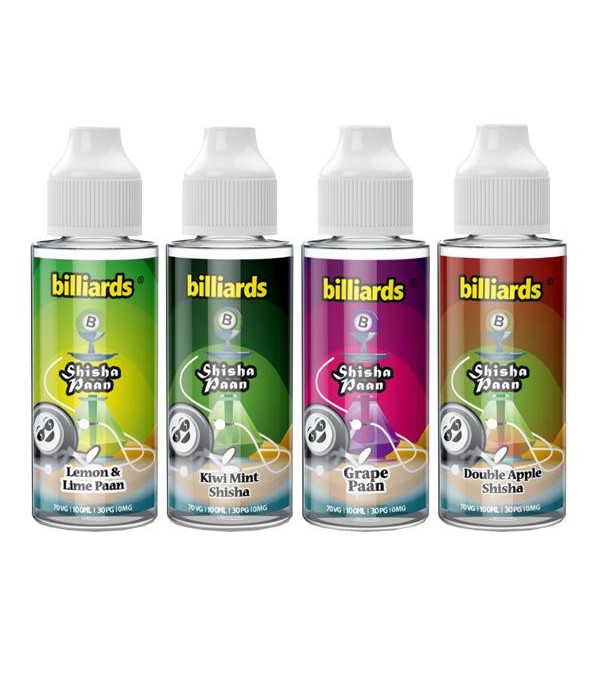 Billiards Shisha Paan Range 100ml Shortfill 0mg (70VG/30PG)